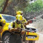 Algunos de los miembros de la Brigada de Intervención Rápida tratando de apagar un incendio forestal, en una imagen de archivo