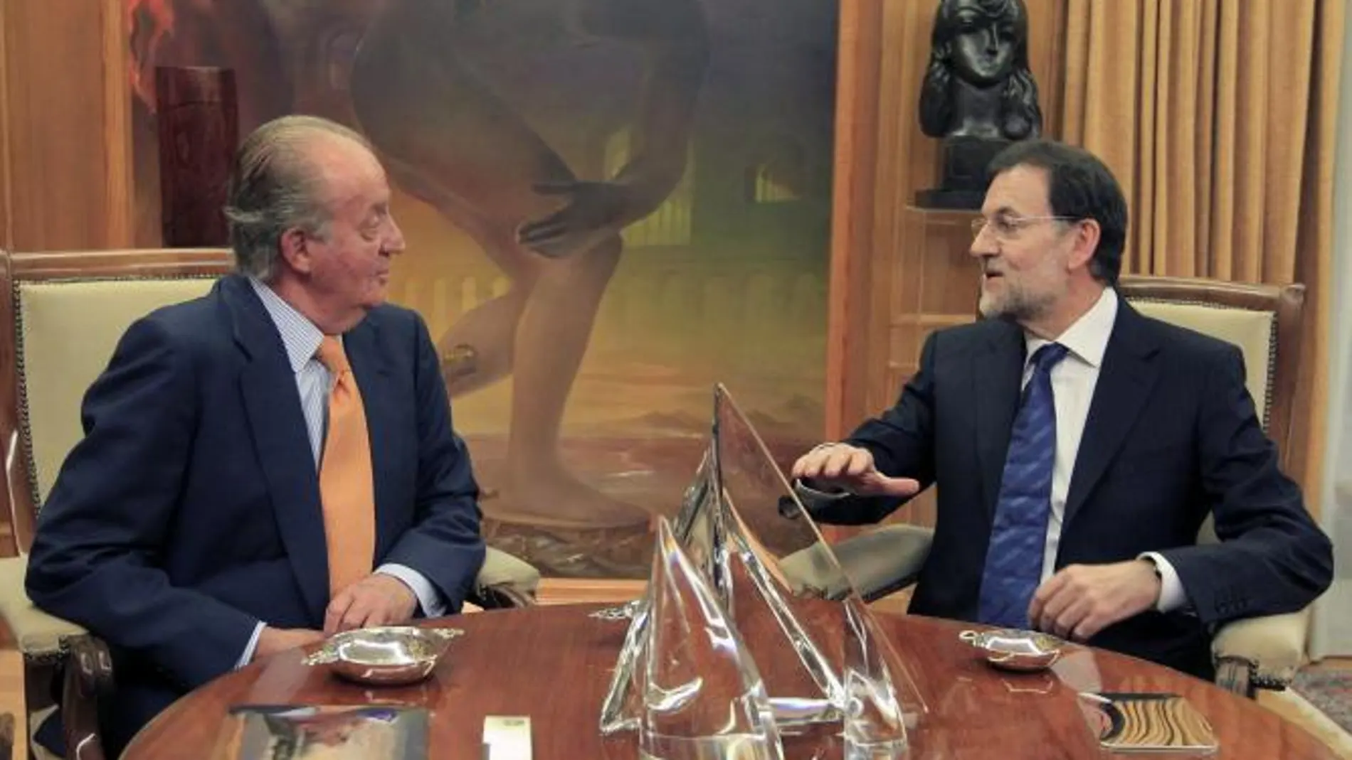 El Rey y Mariano Rajoy, durante su encuentro de esta tarde