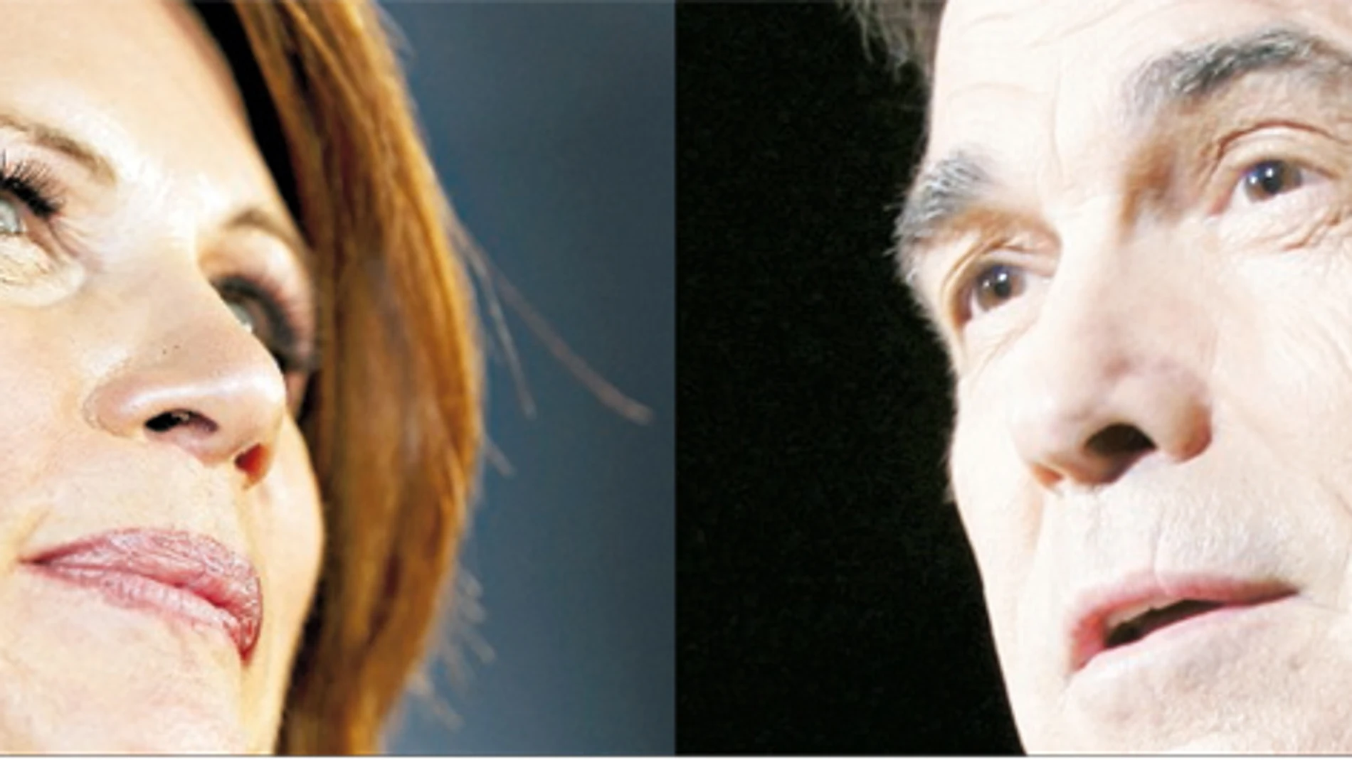 Los candidatos Bachmann (i) y Perry (d)