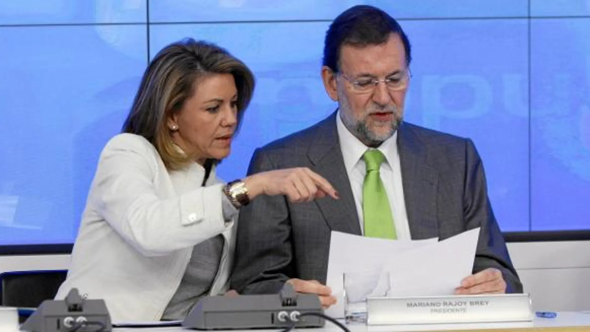 María Dolores de Cospedal y Mariano Rajoy, ayer, en el Comité Ejecutivo del PP