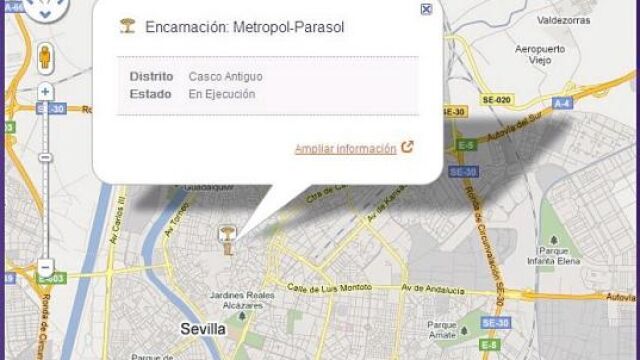 Leyenda en la que se admite que el Metropol no ha terminado, extraída de la web mapadesevilla.org