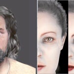 A la izquierda, reconstrucción del rostro de Pedro II el Grandre. A la derecha., la de la reina Blanca de Anjou