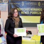 Elena Briongos, de Feafes Aranda, y Anabel Areños y Arancha Vicario, de Amnistía Internacional