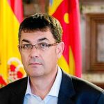 El «síndic» Enric Morera en la sede del Gobierno valenciano