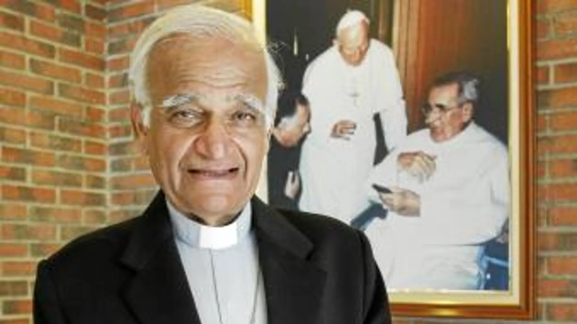 Monseñor Saldanha, presidente de los obispos de Pakistán, ayer en la sede española de Ayuda a la Iglesia Necesitada, en Madrid