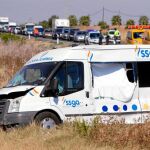Lugar en el que se produjo el vuelco de la ambulancia, en la localidad de Los Molares