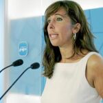 La presidenta del PP, Alicia Sánchez-Camacho, ayer durante su comparecencia ante los medios en Barcelona