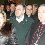 El obispo de Osma-Soria, Gerardo Melgar Viciosa; la consejera de Cultura, María José Salgueiro; y Carlos de la Casa
