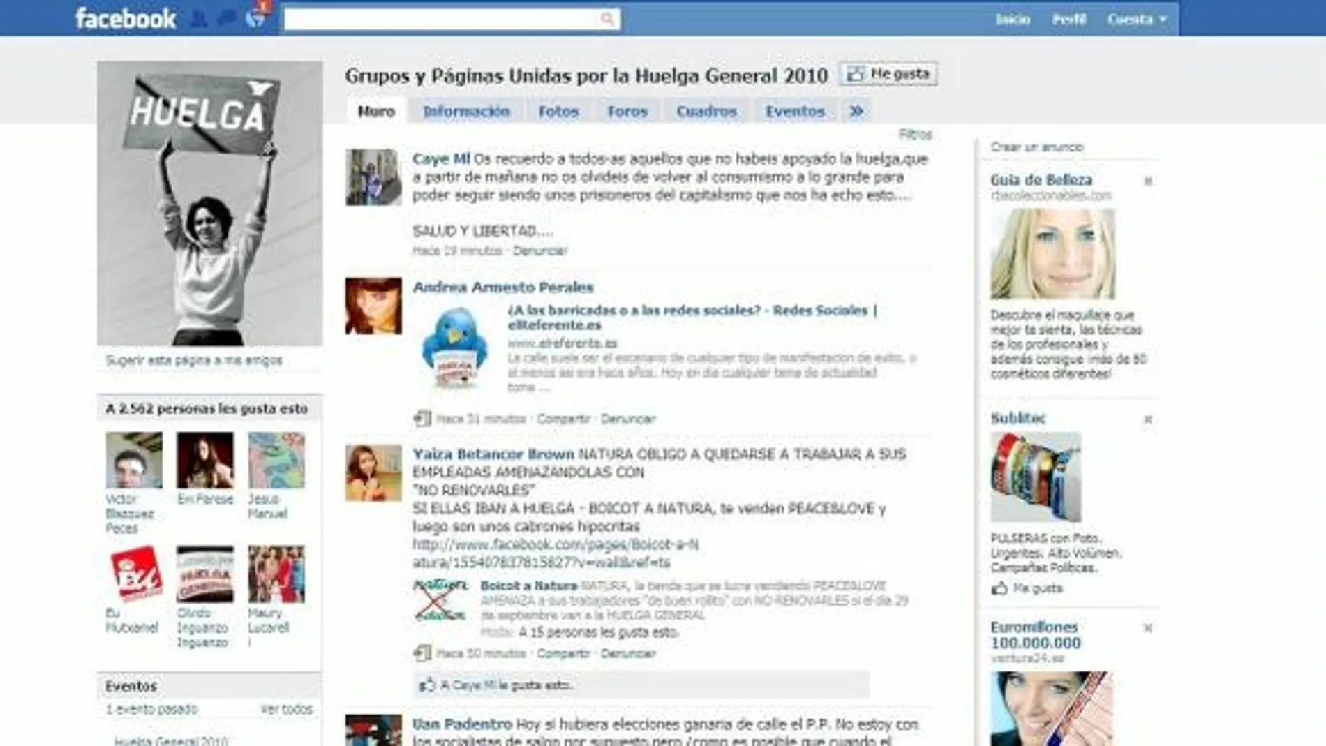 Twitter y Facebook a toda plana