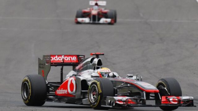 Hamilton en un momento de la carrera