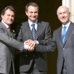 Artur Mas y Duran Lleida junto al presidente la última vez que se reunieron en La Moncloa en 2006
