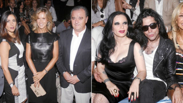 A la izda., Imanol Arias y la ministra Garmendia con sus parejas. Alaska, Mario Vaquerizo y Carmen Lomana (dcha.)