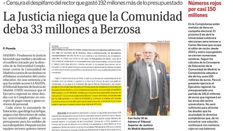 los 33 millones de la polémica. LA RAZÓN adelantó ayer la resolución del TSJM que exime a la CAM del pago de la deuda del rector