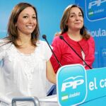 La senadora Patricia Navarro compareció ayer en la sede del PP-A junto a Ana María Corredera
