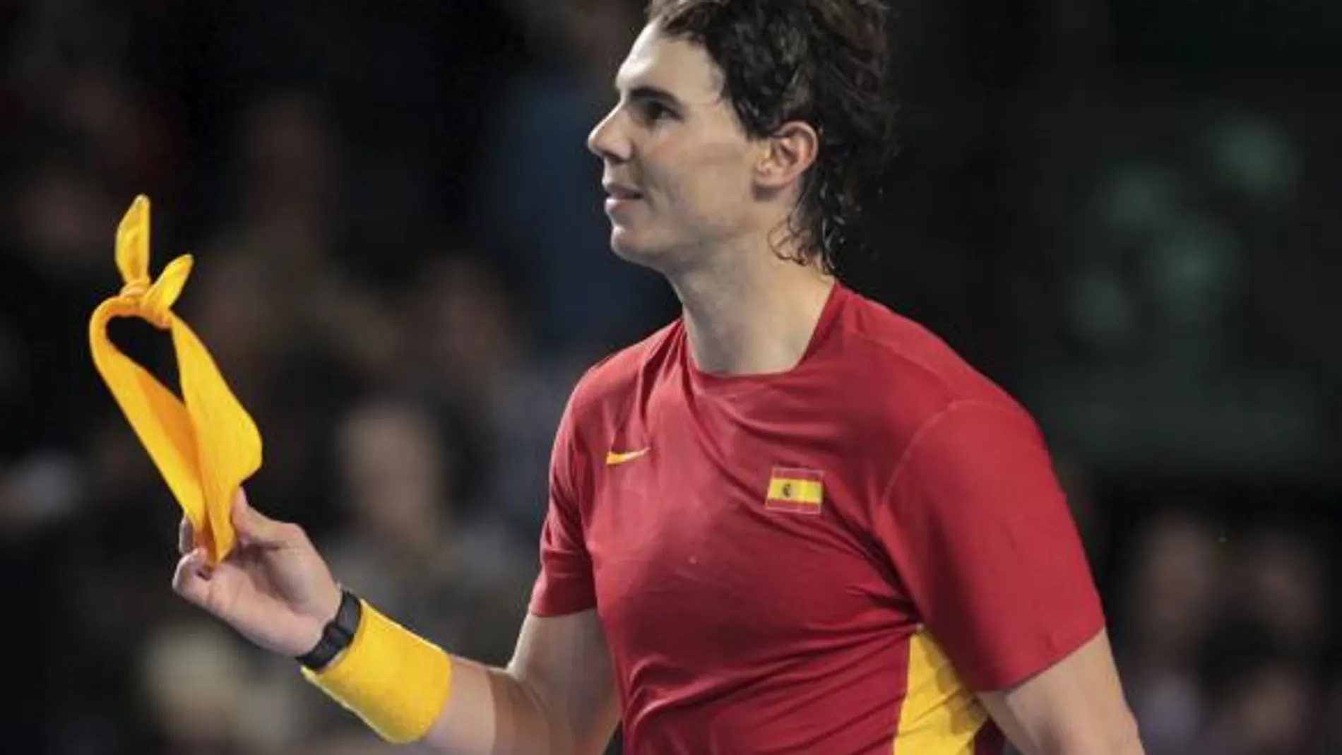 El tenista español Rafael Nadal celebra la victoria conseguida frente al belga Ruben Bemelmans