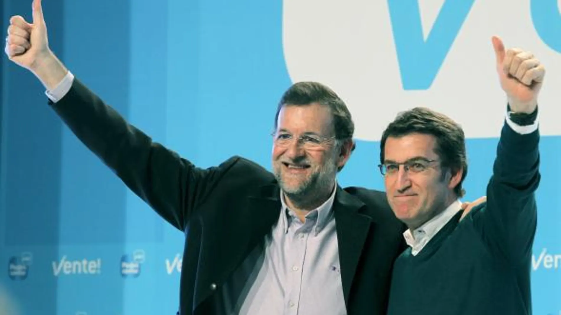 Rajoy y Feijóo en la clausura de la convención del PP celebrada en Santiago de Compostela