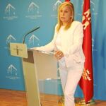 La portavoz de Gobierno regional, María Pedro Reverte, ayer durante la rueda de prensa que ofreció tras la celebración del Consejo de Gobierno