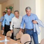 Ángel García, Antonio Galindo, Antonio Cerdá y Santiago Martínez antes de la reunión de Soltir celebrada ayer