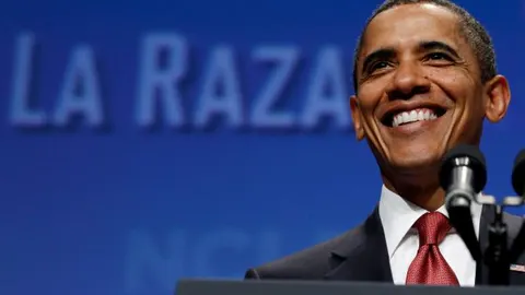 El presidente de los EE.UU., Barack Obama, se dirige al Consejo Nacional de la Raza (NCLR) durante su intervención en el Marriot Wardman Park Hotel de Washington, DC, EE.UU
