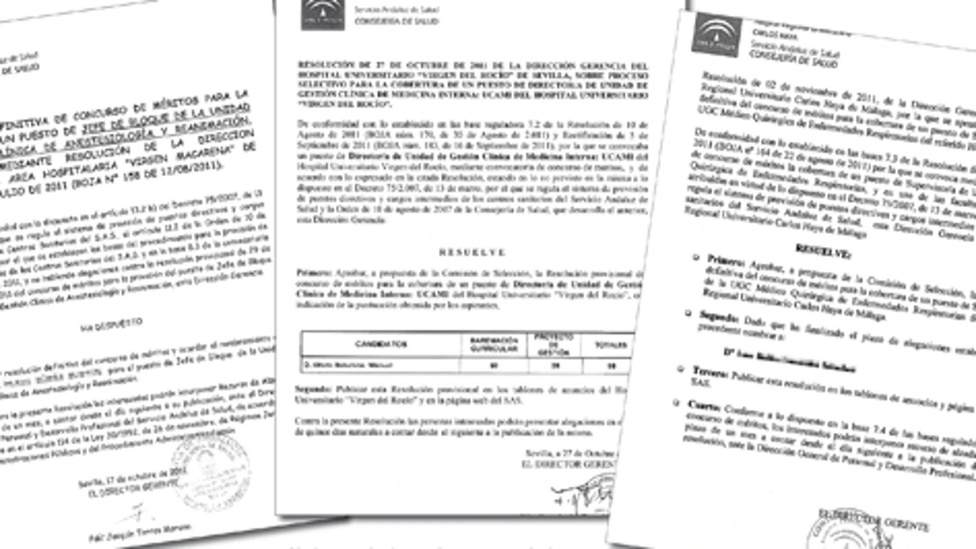 Varias resoluciones de puestos relativos a cargos de dirección de Unidades de Gestión Clínicas aprobadas recientemente