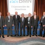 El presidente de BMN, Carlos Egea (3i), junto a otros directivos
