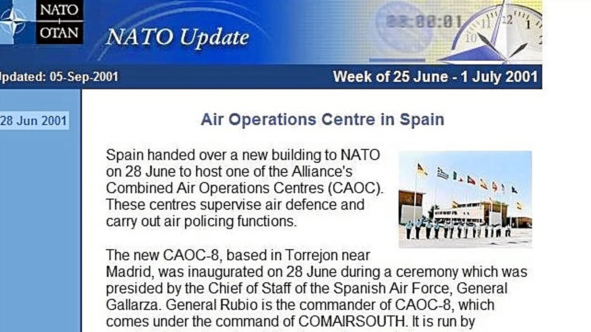 Nota de la OTAN en junio de 2001. Vea el GRÁFICO en documentos adjuntos