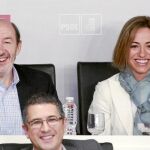 Rubalcaba y Chacón, sonrientes ayer durante el Comité Federal del PSOE