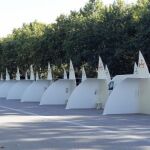 Vista de los 200 confesionarios instalados en el parque del Retiro de Madrid