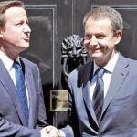José Luis Rodríguez Zapatero en Downing Street, durante su encuentro con el primer ministro británico, David Cameron