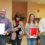 Juan José Hermoso (CC OO), Cristina Fulconis (Stecyl), Luz Blanca Cossío (UGT) y Marcelo García (USO) registran la convocatoria