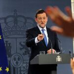 Rajoy durante la última rueda de prensa tras el Consejo de Ministros