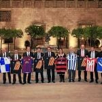 Mas con los presidentes de los principales equipos de fútbol catalanes de primera división, segunda A y segunda B