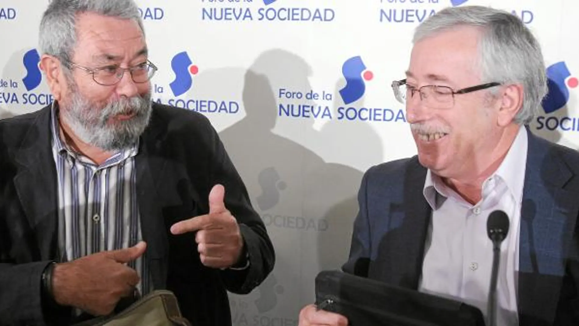 Cándido Méndez e Ignacio Fernández Toxo, durante su participación en el Foro Nueva Sociedad