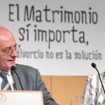 Benigno Blanco, durante su intervención en el IV Congreso del Foro de la Familia, celebrado ayer