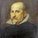 El retrato representa el retrato de un caballero, cuya identidad es desconocida, de medio cuerpo con golilla blanca