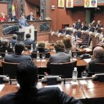 El portavoz del Grupo Parlamentario Popular, Juan Carlos Ruiz, durante una comparecencia en la Asamblea Regional, en una imagen de archivo