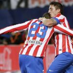 El defensa brasileño del Atlético de Madrid Joao Miranda celebra su gol