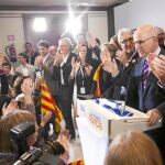 Josep Antoni Duran Lleida siguió el recuento, como es tradición, en el Hotel Majestic acompañado por el president de la Generalitat, Artur Mas