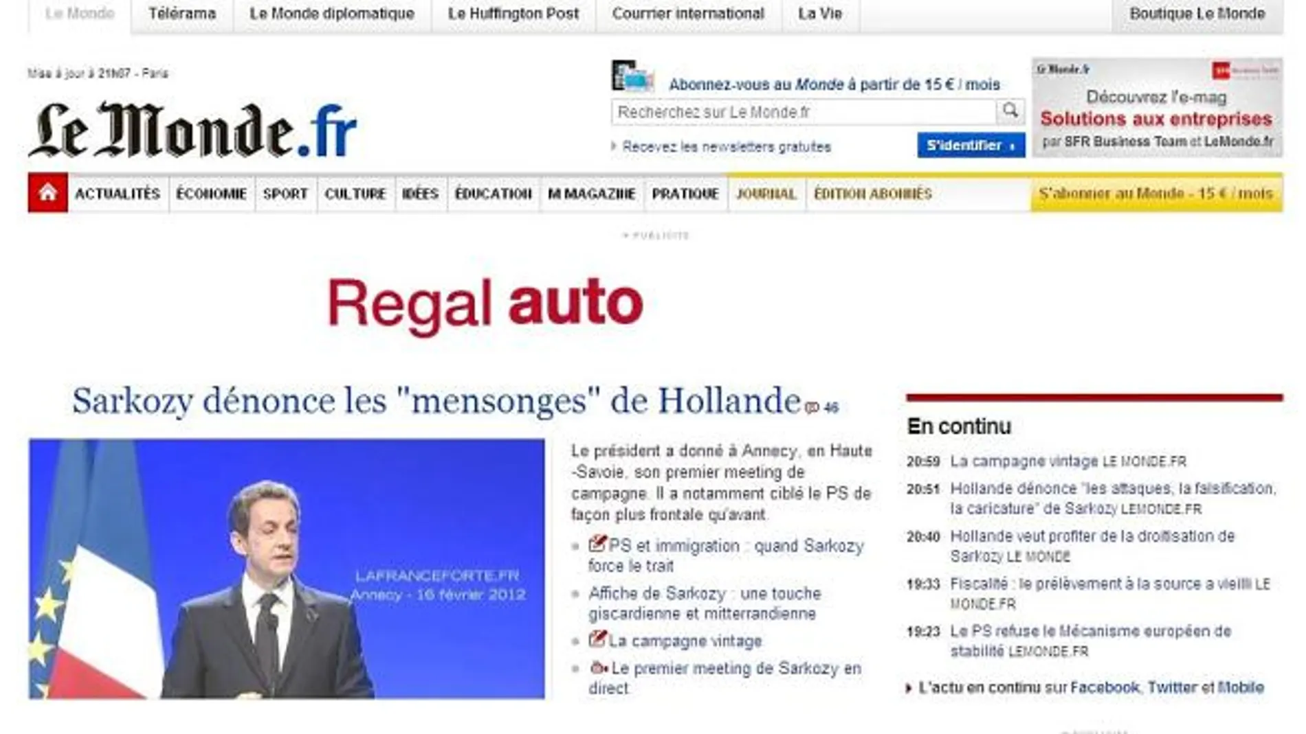 Mas utiliza «Le Monde» para plantear que Cataluña sea «un Estado dentro de la UE»