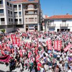 Manifestación de los trabajadores de Puertas Norma, en verano