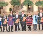 Representantes de los equipos que acudieron el pasado lunes al llamamiento de Artur Mas para crear una selección catalana de fútbol