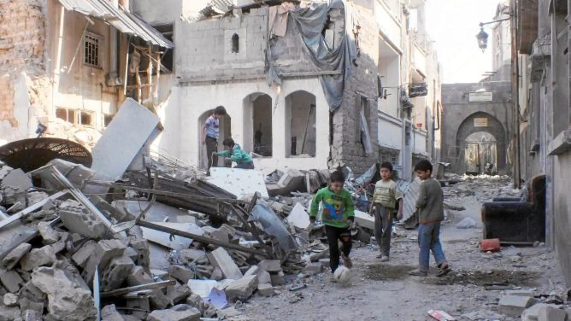 Una imágen que refleja la destrucción en Homs