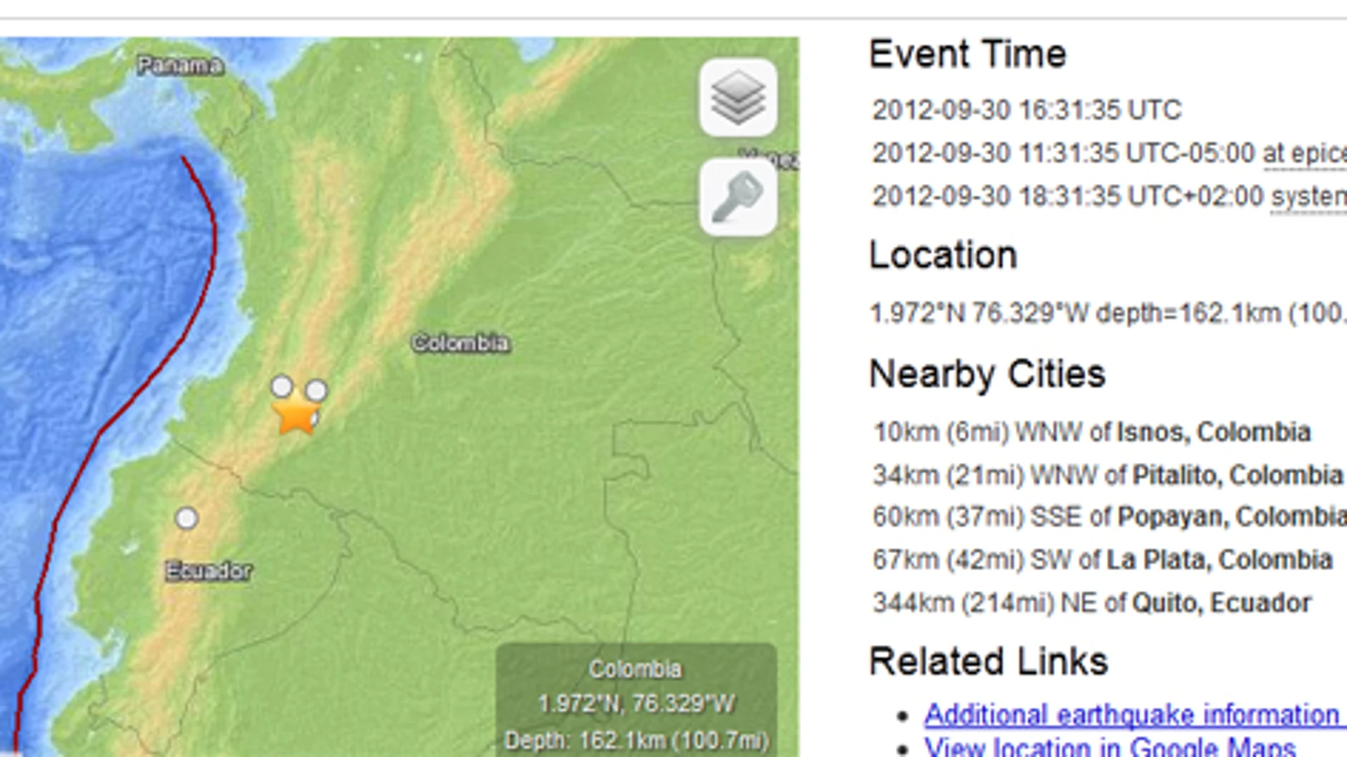 Un fuerte terremoto sacude el sur de Colombia