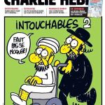 La revista «Charlie Hebdo» vuelve a dibujar a Mahoma. En su portada, un judío ortodoxo empuja la silla de un imán bajo el título de «Intocables 2», en alusión al taquillazo en los cines franceses