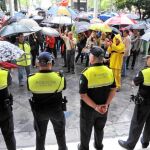 la Policía Nacional preparó ayer un amplio dispositivo para proteger el Ayuntamiento