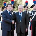 Rajoy y Monti, ayer en Roma