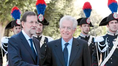 Rajoy y Monti, ayer en Roma