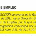 24-11-2011 Empleo nombra a Fito, por error, como jefe de Planificación y Escolarización. Luego rectifica y el puesto es el correcto.