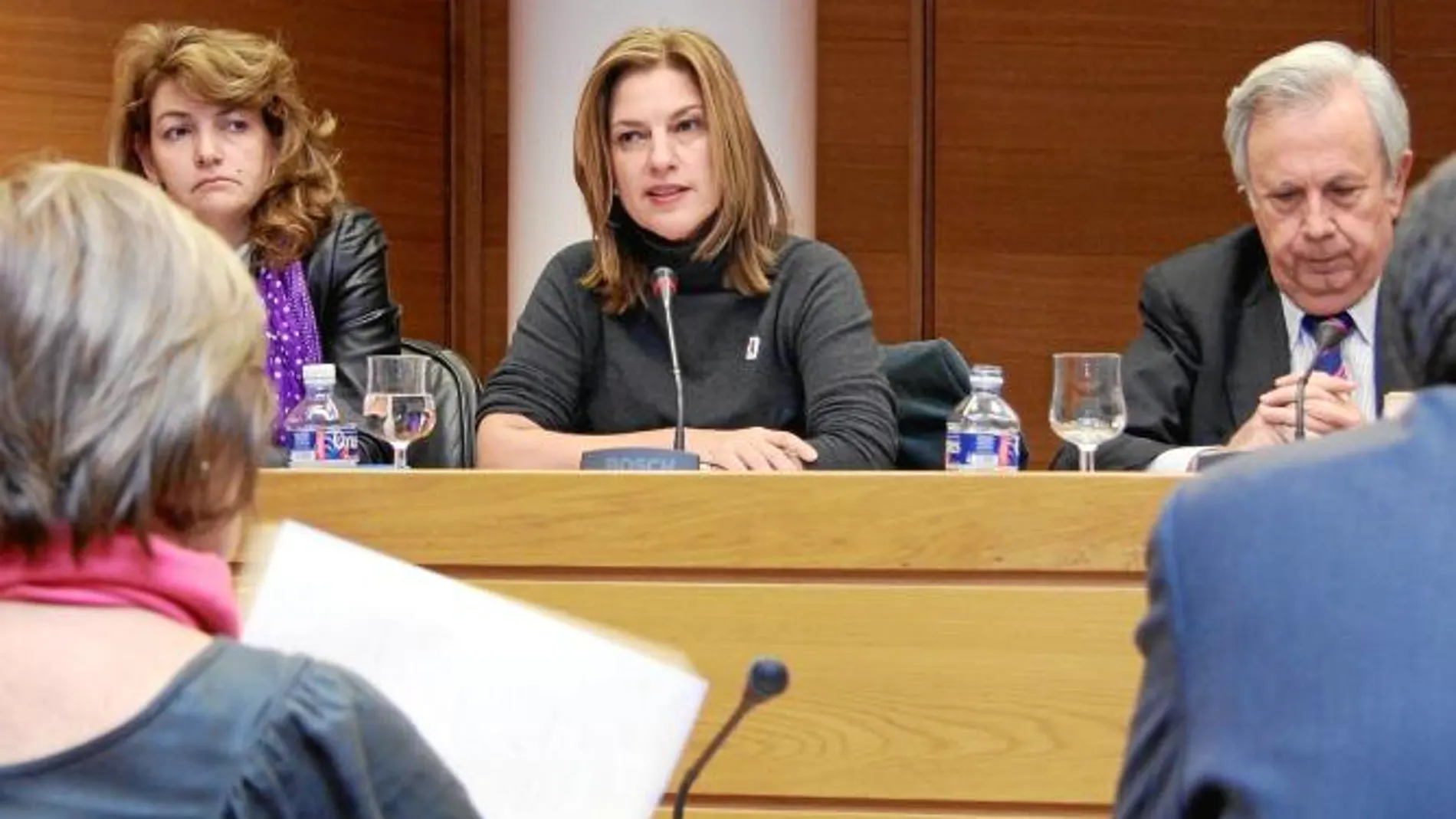 La vicepresidenta del Consell, Paula Sánchez de León, durante la presentación del anteproyecto de ley de RTVV ayer en Les Corts