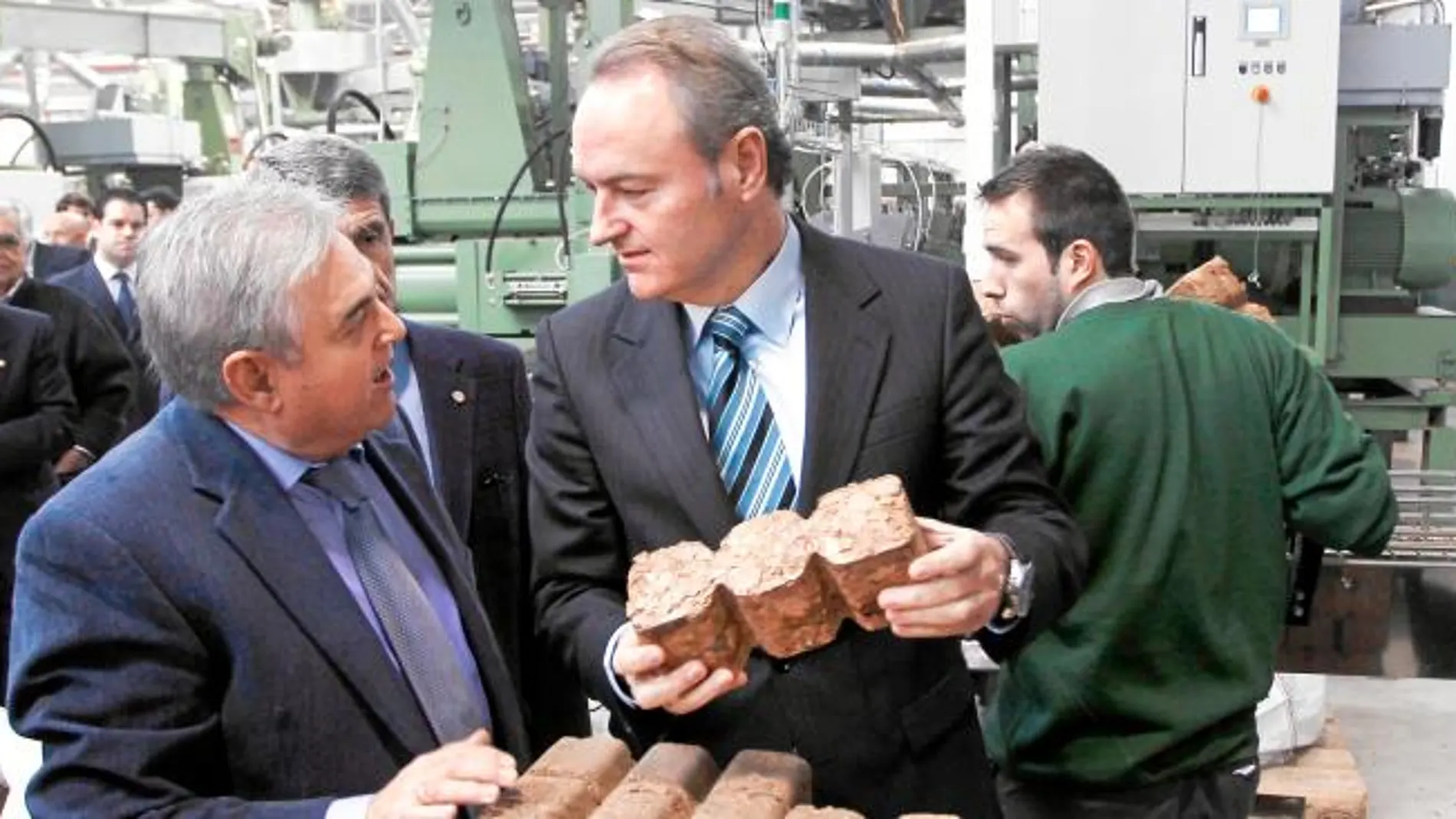 El presidente de la Generalitat, Alberto Fabra, en la planta de Biomasa de Covaersa ayer